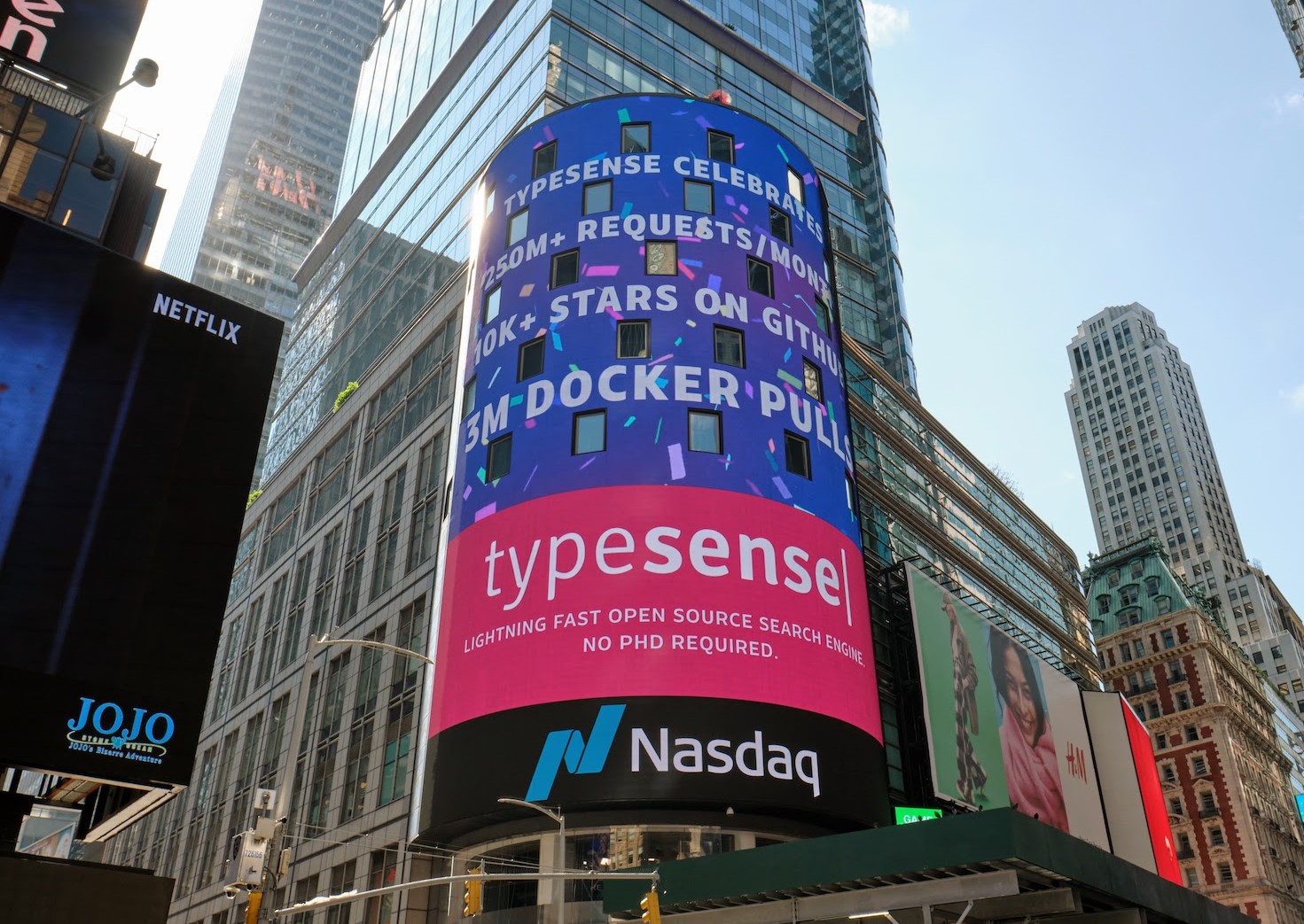Typesense on the Nasdaq billboard in New York City